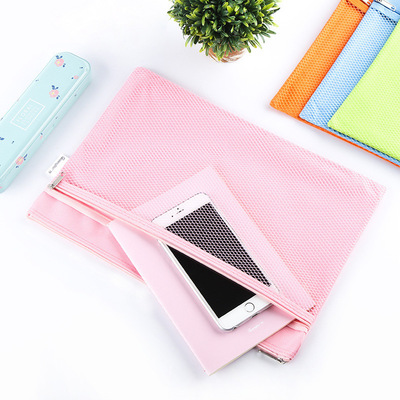 厂家直销 A4网格拉链文件袋牛津布手提资料袋学生档案袋 定制印刷|ms