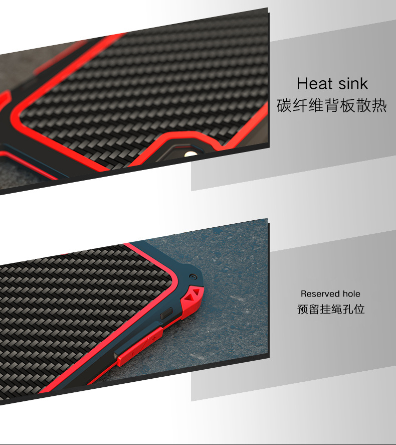 R-Just Amira Heavy Duty Dirtproof Shockproof Rainproof Aluminum Metal Bumper Carbon Fiber Back Cover Case for Apple iPhone XS Max & iPhone XR & iPhone XS