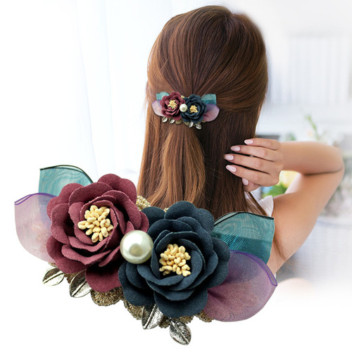 Hair Accessories: European & American, Korean-style Fabric Adult Hair Clips – Simple Japanese/Korean Top Clips, Ponytail Holders, Updo Headbands, and Women's Headwear Decorations