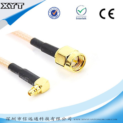 同轴射频转接线SMA公头转MMCX公头弯头 RG316 15CM 可定制