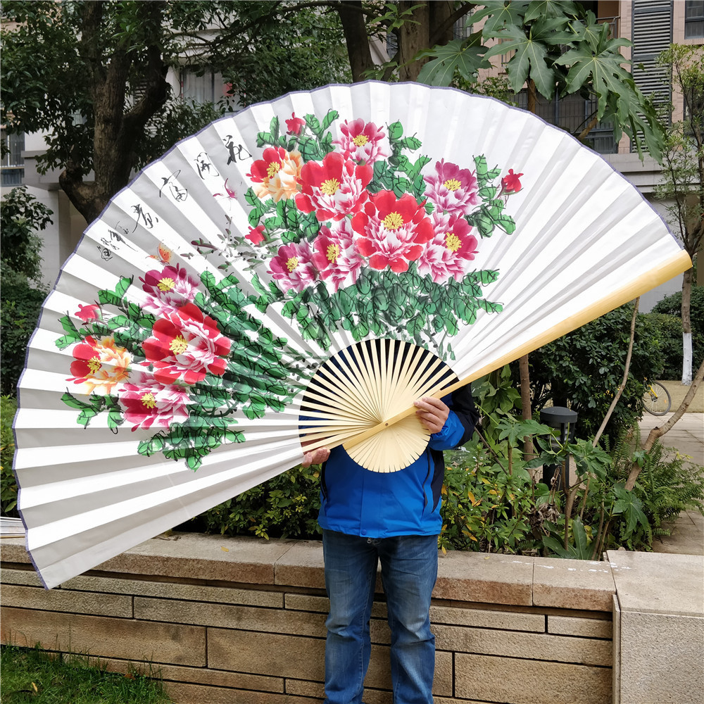 四个尺寸特卖宣纸国画牡丹房间装饰大挂扇手绘工艺大挂扇纸扇家居