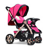 Handheld stroller with seat, folding children's trolley on four wheels, can sit and lie, shock absorber