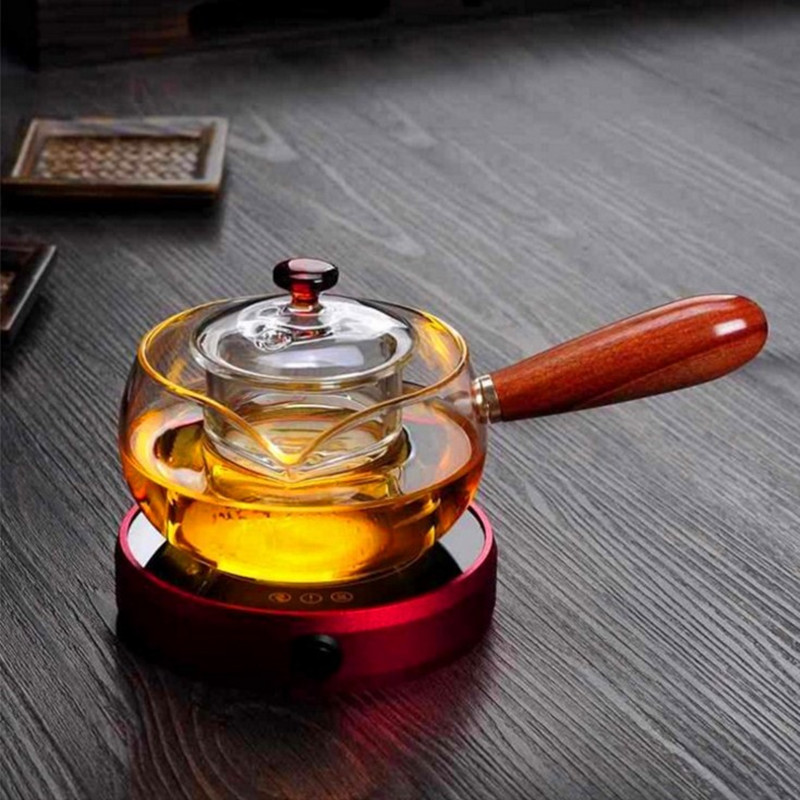 祥云手工加厚耐热茶具花茶壶透明过滤泡茶壶侧把玻璃煮茶器烧水壶