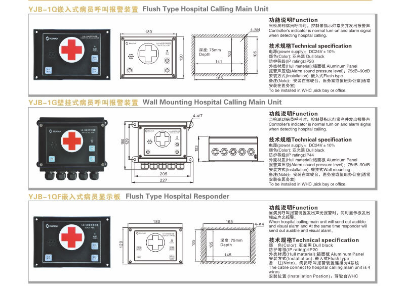 YJB-1Q嵌入式病员呼救报警装置
