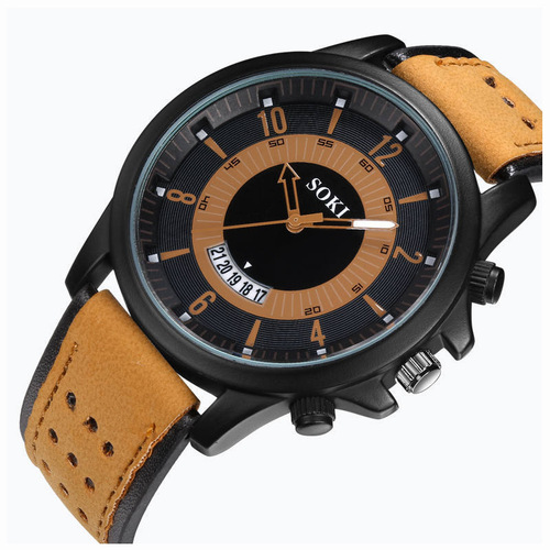 SOKI Sports Men's Quartz Fashion Belt Military Watch Student Calendar Amazon FBA Manufacturer