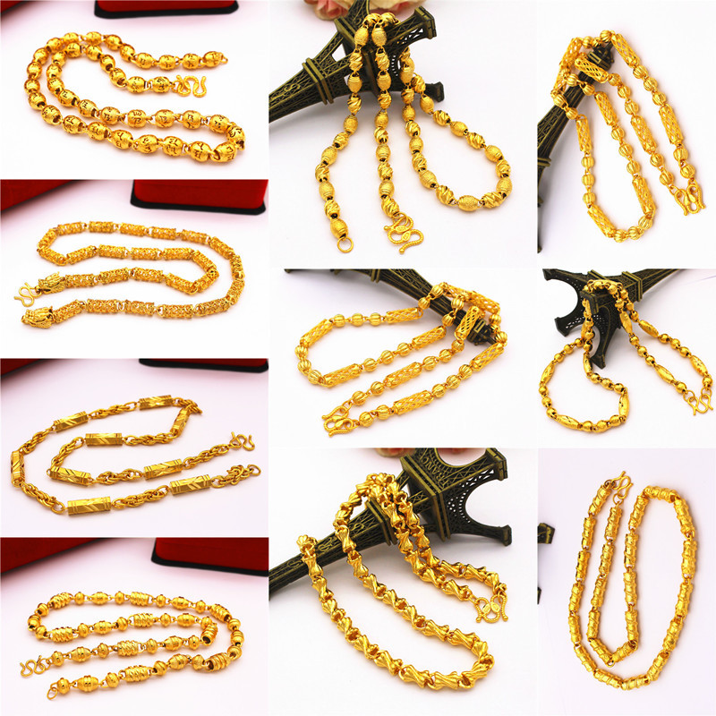 厂家直销网络爆款饰品 久不掉色越南沙金项链男 黄铜镀金首饰批发