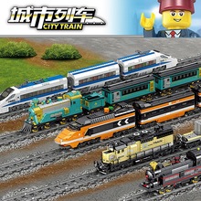 【包邮】城市轨道电动列车儿童6岁男孩拼装积木益智玩具兼容乐高