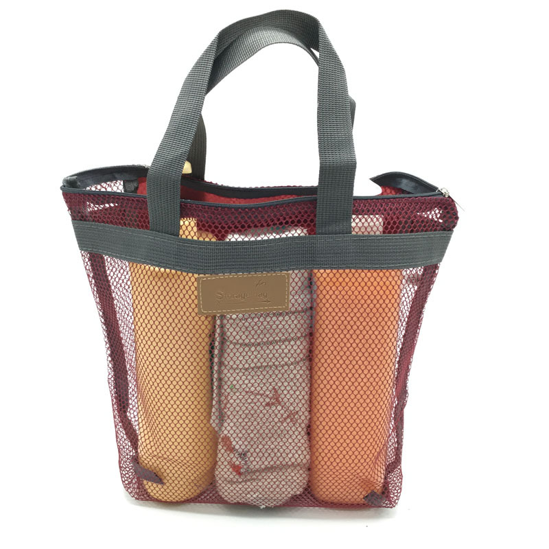 Travel Mesh Shopping Organizer Bag, Mesh Beach Bag, Spa Bathing Pouch, Multi-Functional Breathable Handheld Toiletry Kit
