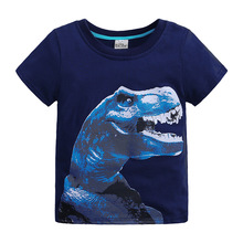 歐美風格外貿童裝兒童短袖T恤 棉中小童圓領t恤夏季恐龍童T恤