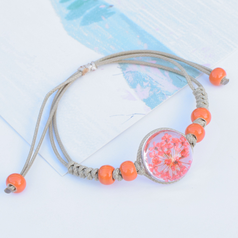 thumbnail image 1 of Gypsophila espécimen de flores secas pulsera de flores eternas pareja novias regalo joyería Japón y Corea del Sur popular transfronterizo flor de durazno decoración de manos naranja gypsophila, 1 of 2