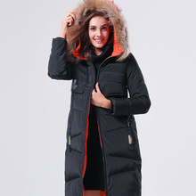 鸿焱白鸭绒2021冬新款羽绒服女中长款大毛领外套品牌正品大码女装