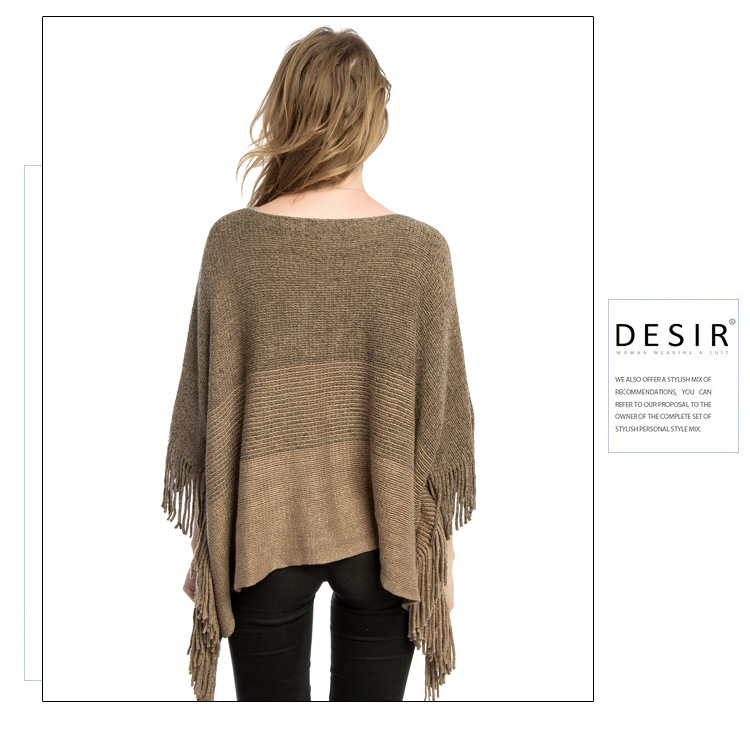 大码女士针织套头衫 跨境热销斗篷披肩 poncho