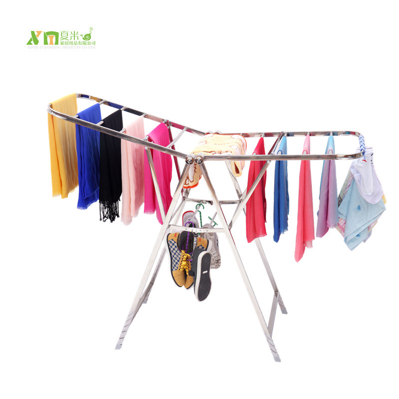 Clothes hanger to ground fold household move Stainless steel indoor outdoors coat hanger quilt clothes Shelf