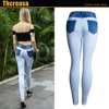 Elastic Slim Stitching Colorblock Pencil Pants Two-tone Trousers