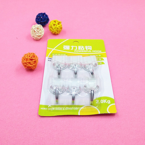 T Strong adhesive hooks 6 pack kitchen bathroom wall hanging coat hooks behind the door nail-free traceless adhesive hooks