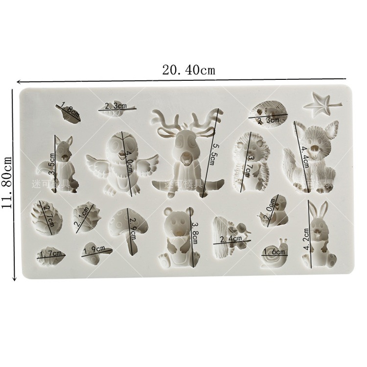 Nuevo bosque animal insecto erizo ciervo ardilla zorro seta Pino cono fondant cake molde de silicona