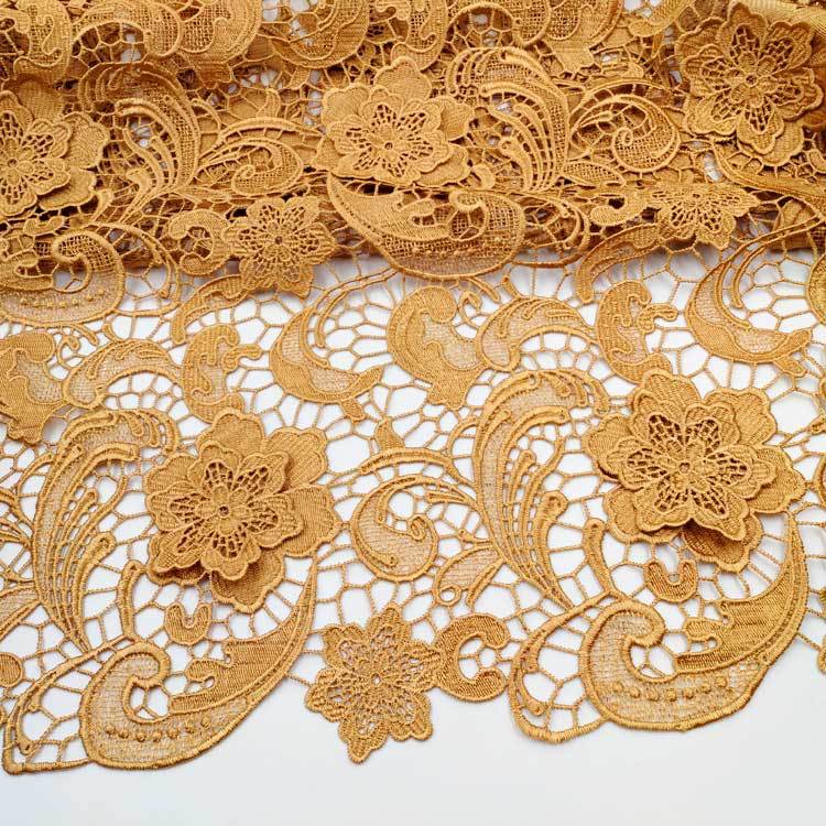 Water-soluble lace fabric polyester silk embroidery full-width heavy…