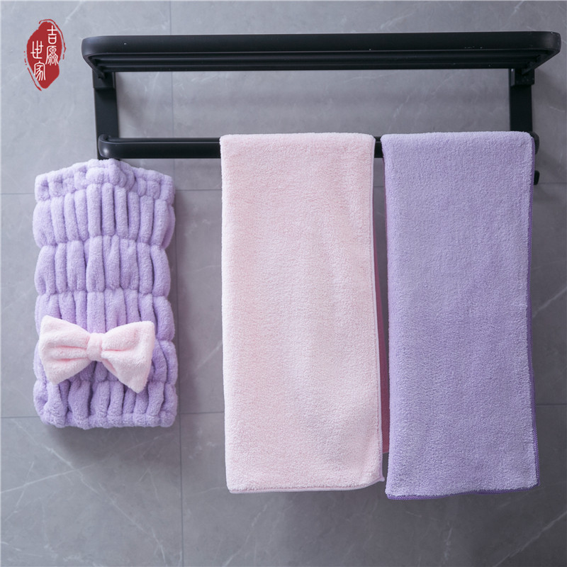 毛巾浴巾套装 吸水日本毛巾 珊瑚绒毛巾干发帽毛巾沐浴套装
