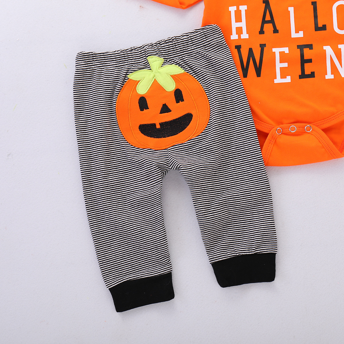 Halloween Fashion Pumpkin Letter Stripe Cotton Boys Clothing Sets display picture 2