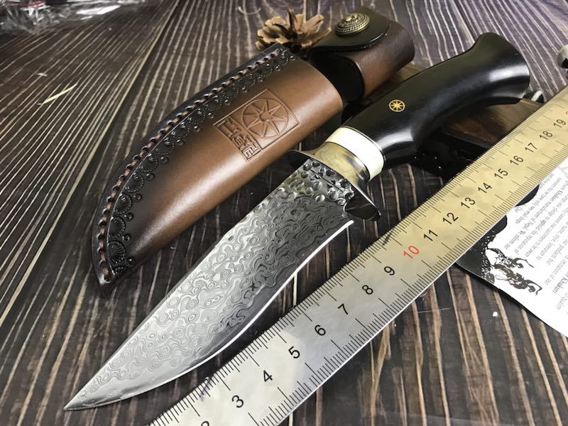 亚当博弈大马士革钢猎刀收藏刀荒野户外求生小直刀瑞粉钢