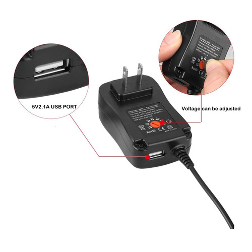 Cross-border hot selling 30W multifunctional adjustable power adapter 3-12V2A switching power supply for monitoring LED light strips