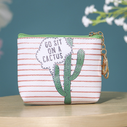 Cute and Creative Style Zero Wallet, Korean Version of Fresh and Minimalist Small Storage Bag, Wholesale Cactus Zero Wallet