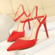 86-2 European and American style, women's shoes are thin with high heels and silks.