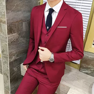 2018 new men's business leisure three piece suit coat bridegroom best man wedding large one button suit - ShopShipShake