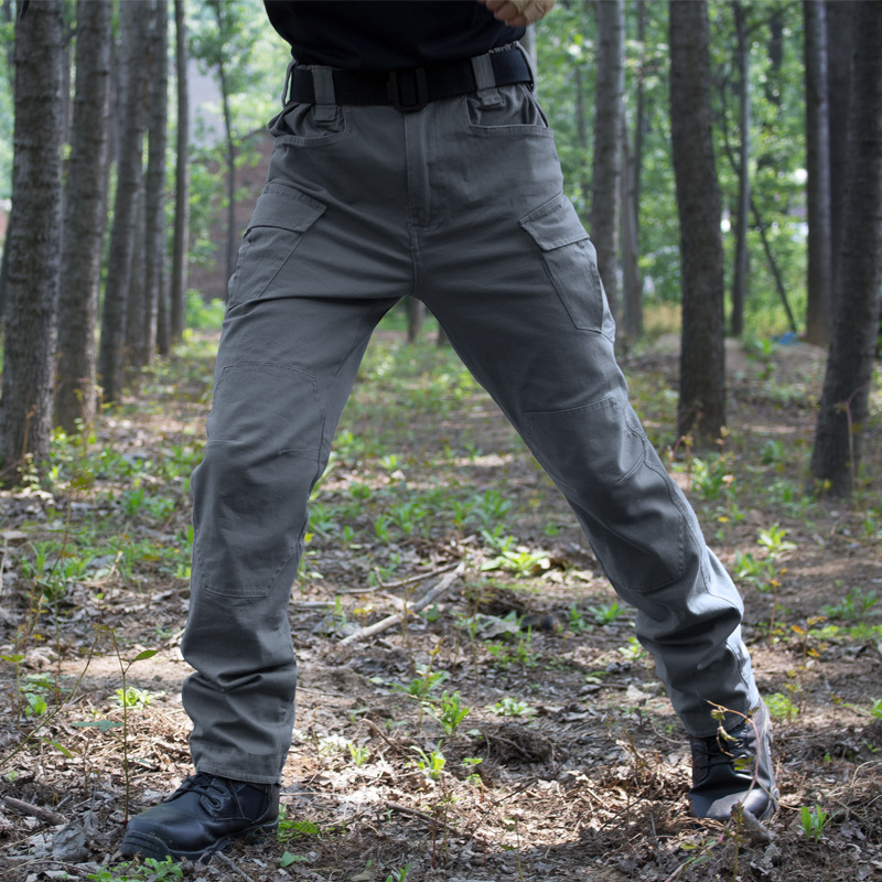 Pantalones tácticos de fan del ejército para hombres de verano algodón elástico al aire libre transpirable y resistente al desgaste de bolsillo de herramientas pantalones de entrenamiento