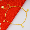 Fashionable brass ankle bracelet, double-layer small bell, one bead bracelet, 24 carat white gold, suitable for import