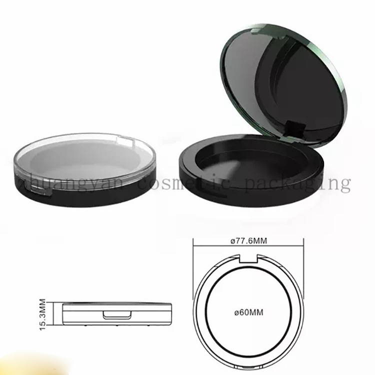 修容粉饼盒眼影盒圆形77.6mm单层圆孔60mm透明盖子外贸电商热卖款