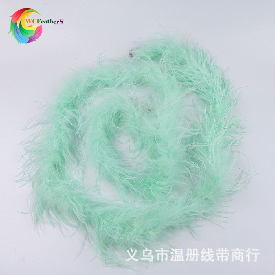 温册羽毛厂家现货热销彩色鸵鸟毛围巾毛条鸵鸟毛毛条服装辅料2米详情图8
