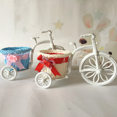 藤编自行车收纳篮 家居装饰插花篮 编织收纳篮桌面杂物收纳盒