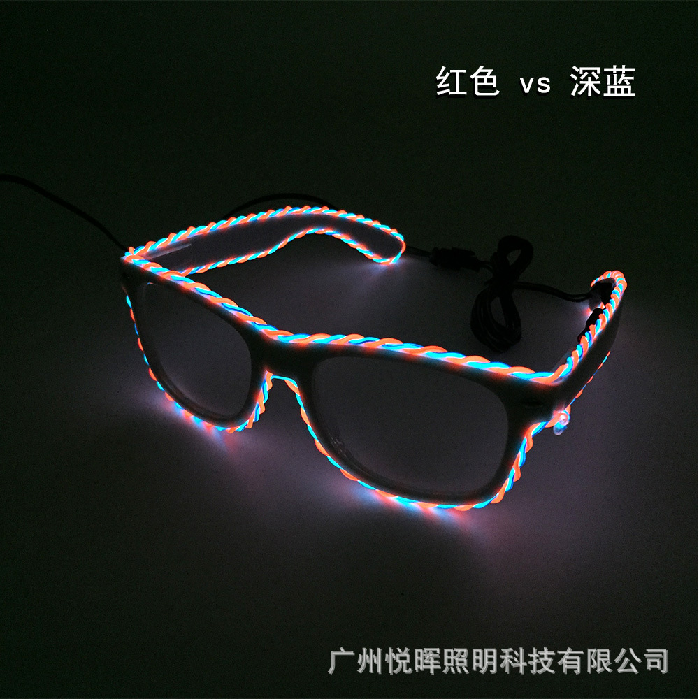 Nueva EL doble trenzado gafas de emisión de luz LED gafas de fiesta de baile gafas de flash de Halloween entrega de una sola pieza