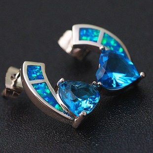 New Fashion opal Earrings Personality Charm Creative Inlay opal Love Women's Earrings Girls Earrings