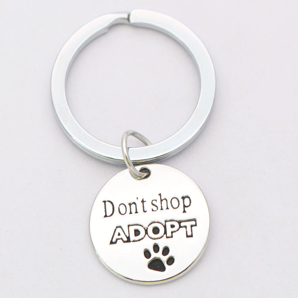 New European and American pet dog lovers necklace keychain "don't shop adopt"