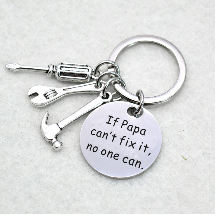 Father's Day Gift Letter Stainless Steel Hammer Wrench Screwdriver Key Ring display picture 4