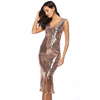 Sexy Women’s Wear Deep V-necklace Bag Hip Sequin Party Dress 