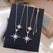 apm 925纯银项链 双流星锁骨链颈链 女士纯银米字星星项链