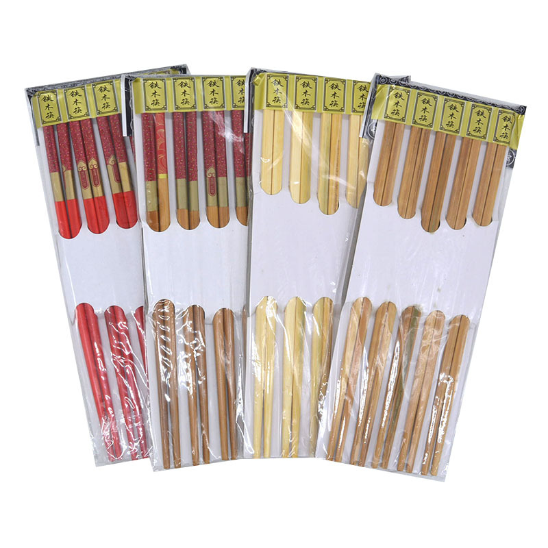 家用木质筷子 铁木筷子 印花筷子 原木筷子10双装 颜色随机|ms