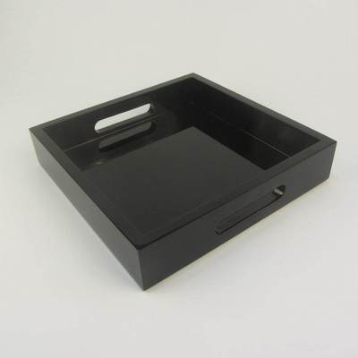 黑白色带孔装饰油漆托盘25*25厘米 宾馆酒店收纳托盘现货批发|ru