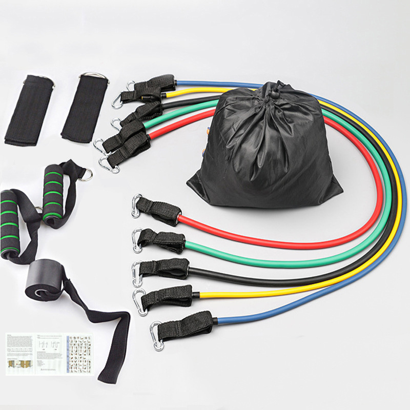 厂家直销11件套多功能拉力器健身训练肌肉力量拉力绳套装阻力带|ms