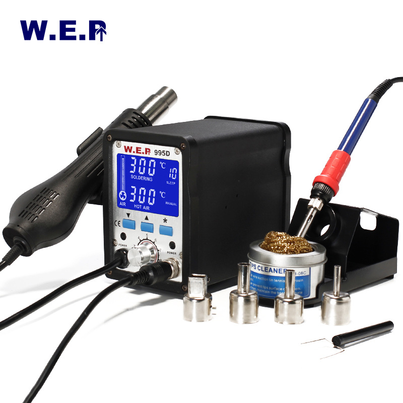 WEP995 DTwo-in-one Hot Air Gun Soldering Station With LCDDisplay Multifunctional Hot Air Gun High Power Hot Air Desoldering Station