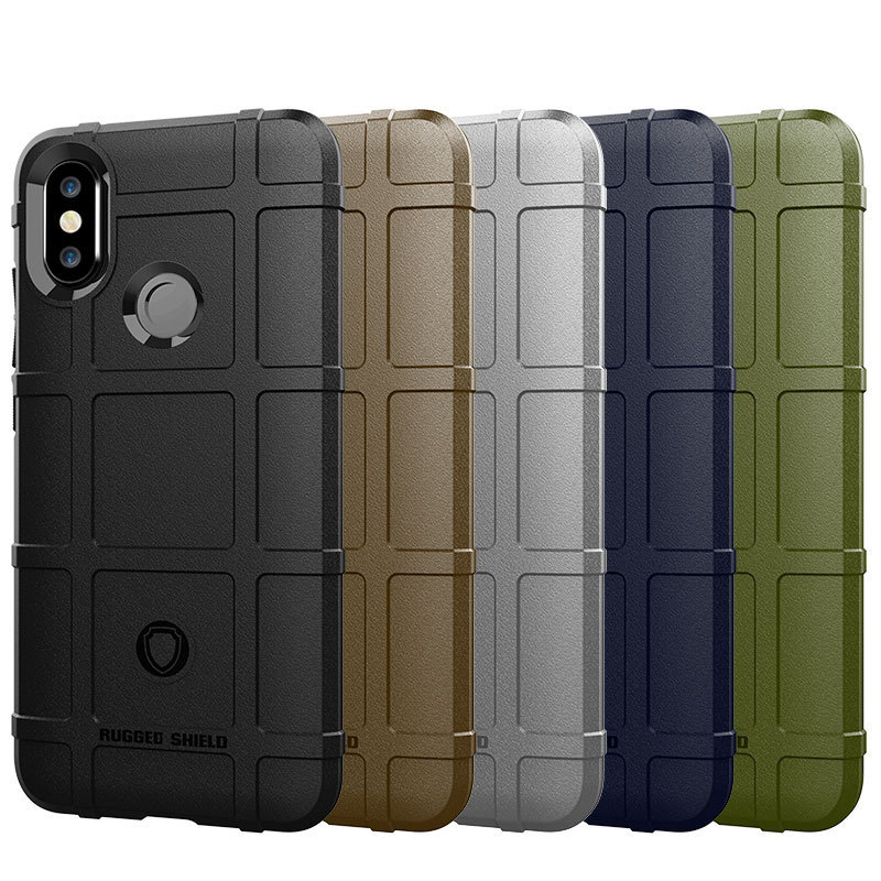 For Xiaomi 6X Mobile Phone Case Mi A2 Protective Case Soft Silicone Shield Tactical All-Covering Anti-Drop Frosted Thickened