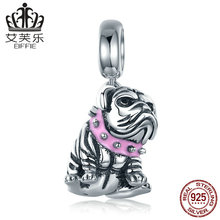 艾芙乐 英国斗牛犬 S925纯银串珠吊饰配件手链配饰现货Y SCC552