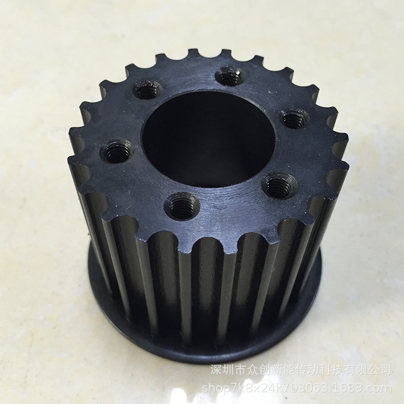 供应45号钢发黑处理无单档边型同步轮 工业传动皮带轮厂家直销