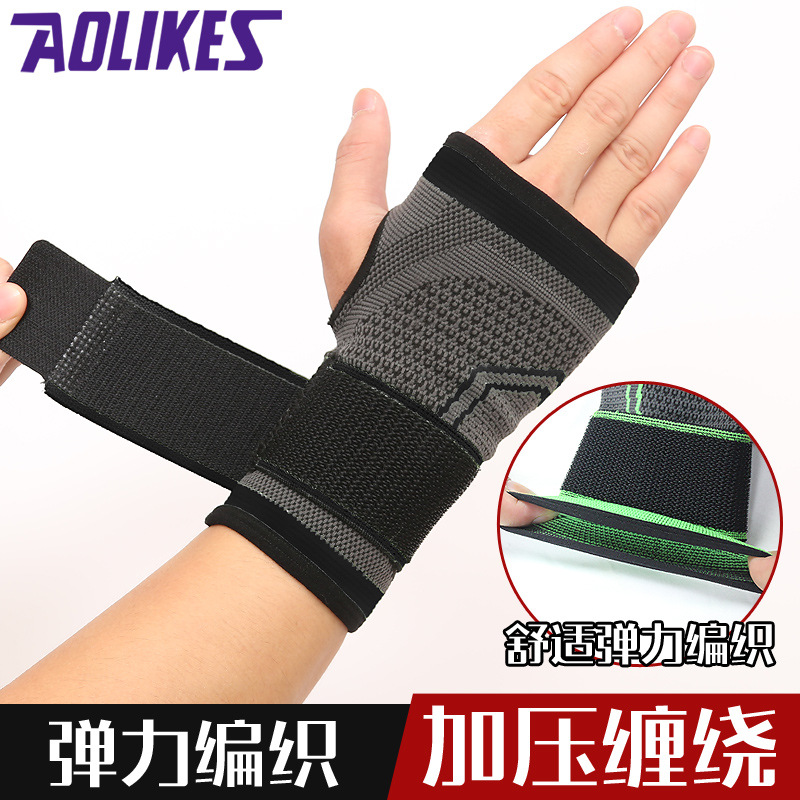 aolikes Manufactor Sports Safety Weightlifting Pressure ventilation Palm knitting Hand guard Bodybuilding Wrist guard wholesale