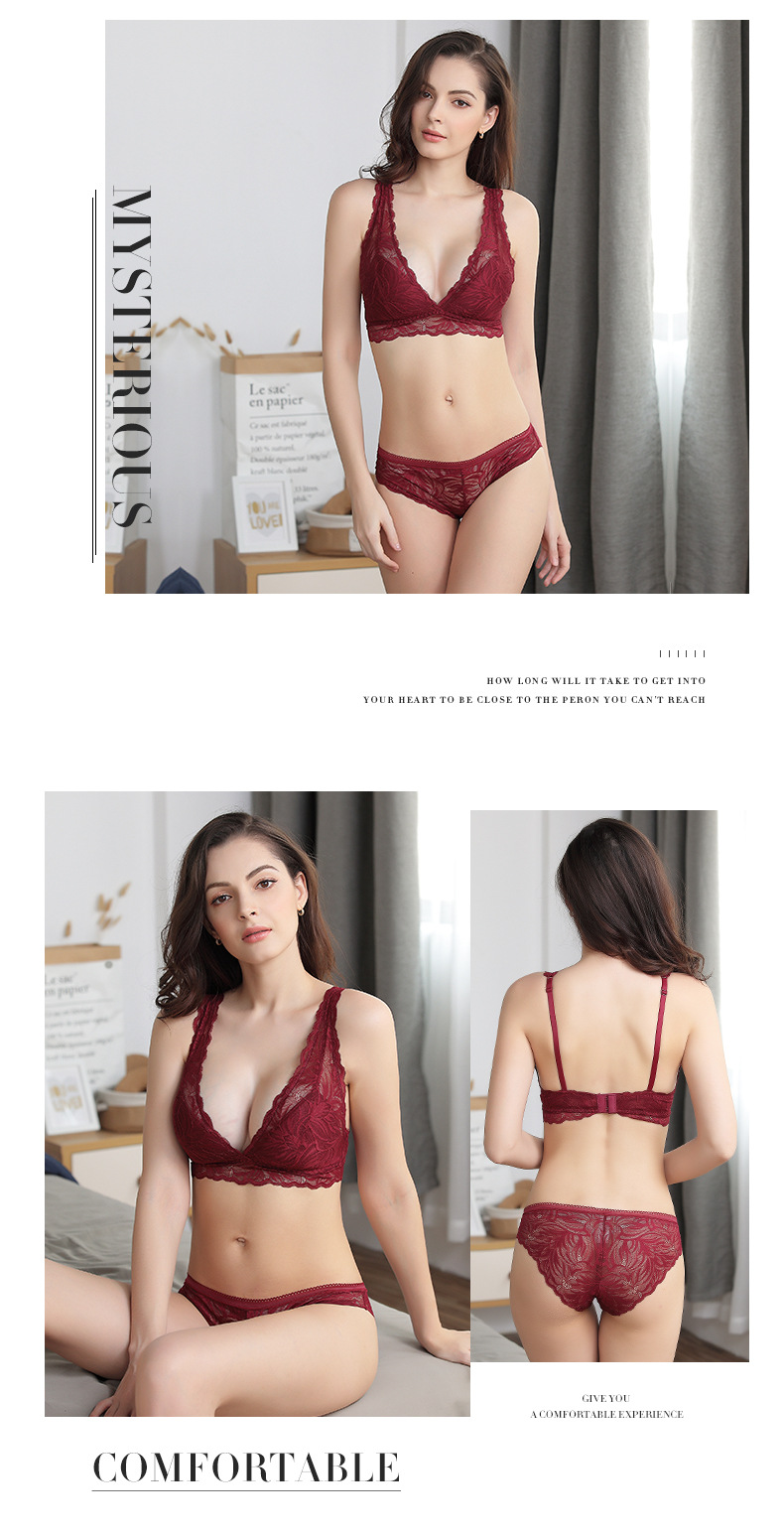 comfortable no steel ring lace bra set  NSWM20530