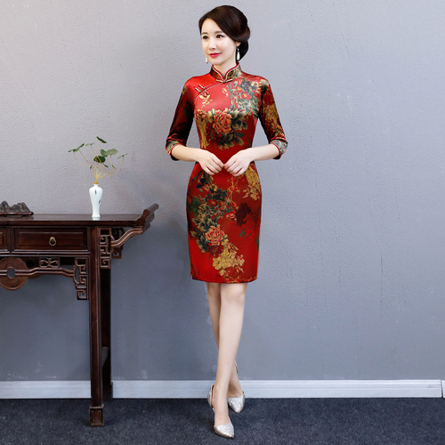 Chinese Dresses Qipao for women robe chinoise cheongsam Cheongsam skirt large size plus size cheongsam velvet cheongsam skirt