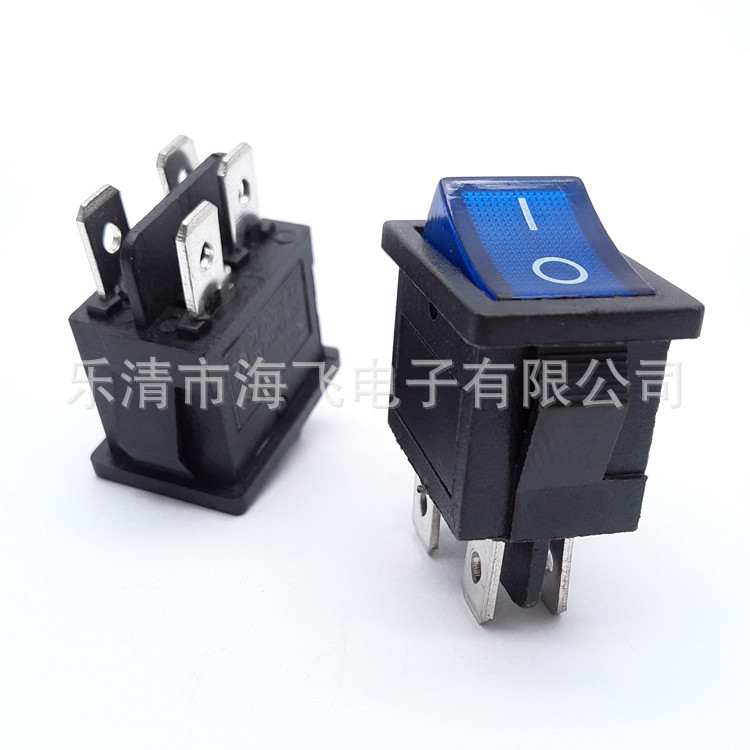 供应船型开关.台灯开关,4脚带灯小家电开关 10*15